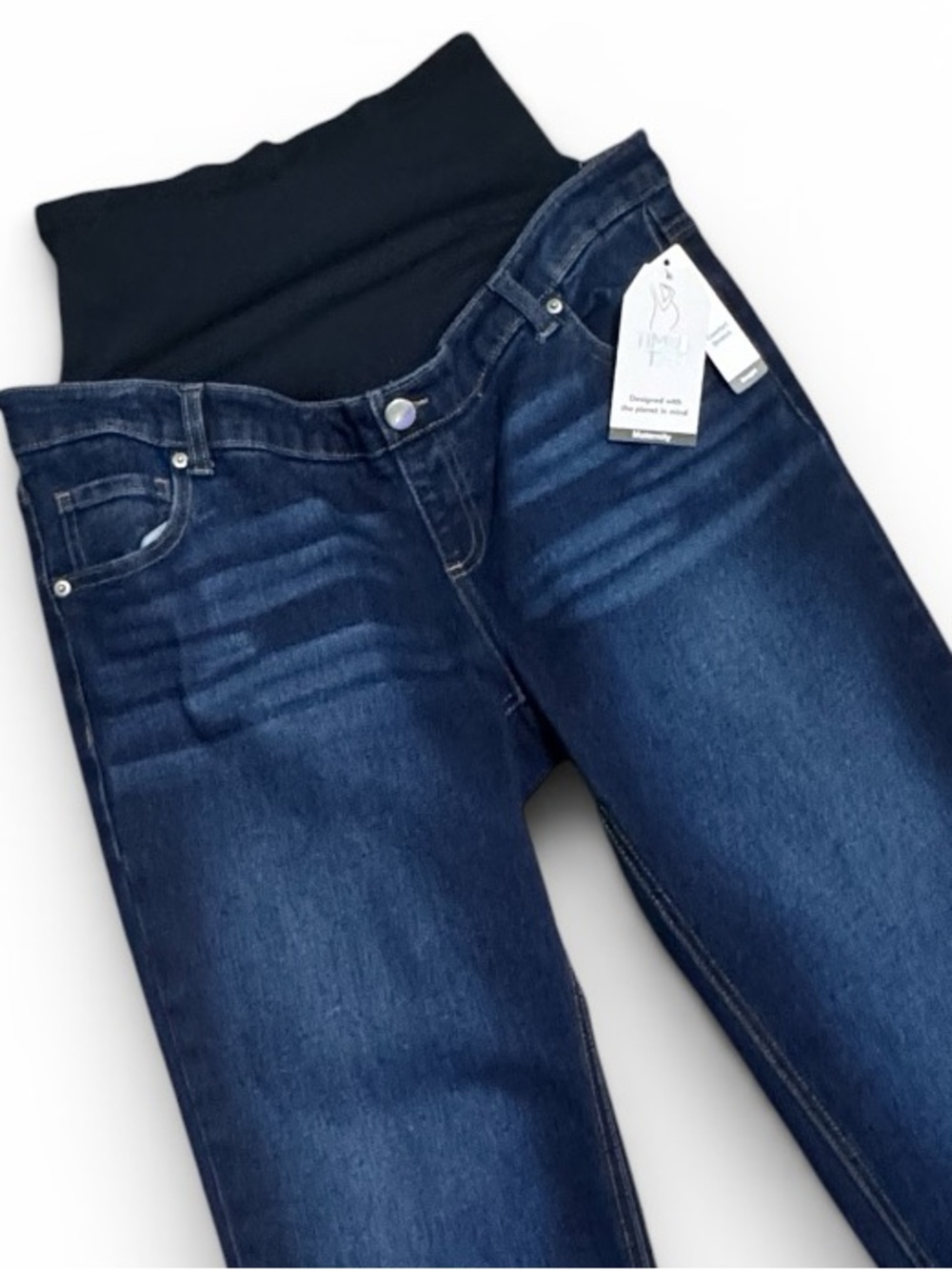 TIME AND TRU Maternity Straight-Leg Jeans L Dark Wash NWT - Picture 3 of 12
